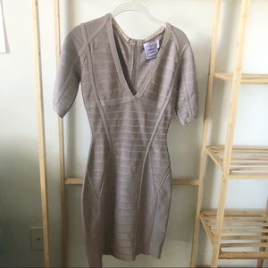 Herve Leger v neck body on bandage dress